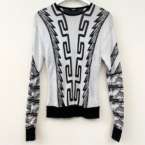 Versus Versace Monochrome Intarsia Knit Jumper Sweater
